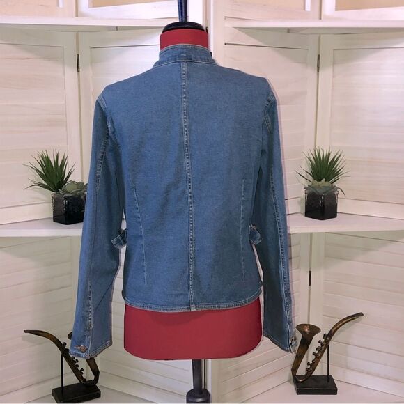 Orvis Vintage 90s clasic Blue Denim jeans Jacket blazer pockets button closure M - Picture 3 of 8